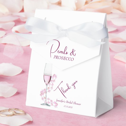 Parel & Prosecco Moderne Elegante Bruidsdouche Bedankdoosjes (Huwelijk)