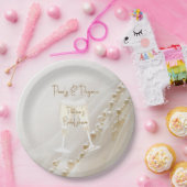 Parel & Prosecco Moderne Elegante Bruidsfeest Papieren Bordje (Feest)