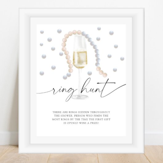 Parel & Prosecco - ring zoektocht bruidsdouche spe Poster