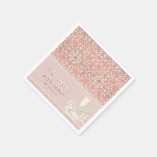 Parel & Prosecco Roze Goud & Blush Bruidscadeau Servet (Hoek)