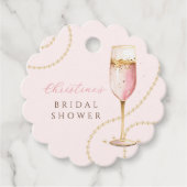 Parel Prosecco Roze Goud Bruidsdouche Bedankjes Labels (Voorkant)