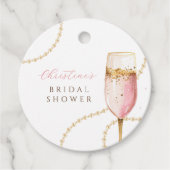 Parel & Prosecco Roze Gouden Bruidsdiner Bedankjes Labels (Voorkant)