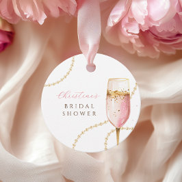 Parel & Prosecco Roze Gouden Bruidsdiner Bedankjes Labels