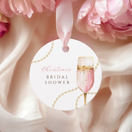 Parel & Prosecco Roze Gouden Bruidsdiner Bedankjes Labels