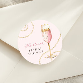 Parel Prosecco Roze Gouden Bruidsdiner Ronde Sticker