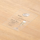 Parel & Prosecco Sunset Beach Schelp Acryl Uitnodigingen (Laagn)