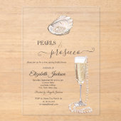 Parel & Prosecco Sunset Beach Schelp Acryl Uitnodigingen (Voorkant)