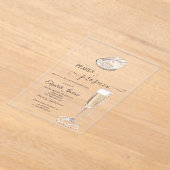 Parel & Prosecco Sunset Beach Zeeschelp Acryl Uitnodigingen (Laagn)