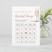 Parel & Prosecco Vind de Gast Bruidsbingo Game Kaart (Staand voorkant)