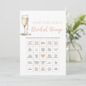 Parel & Prosecco Vind de Gast Bruidsbingo Game Kaart (Staand voorkant)