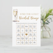 Parel & Prosecco Vind de Gast Bruidsbingo Game Kaart (Staand voorkant)