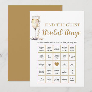 Parel & Prosecco Vind de Gast Bruidsbingo Game Kaart