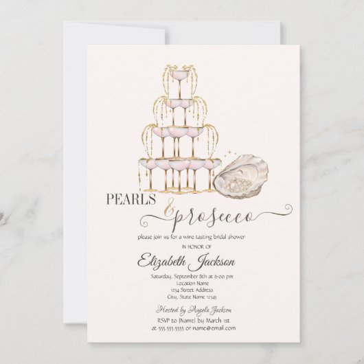 Parel & Prosecco Zeeschelp Crème Kaart (Voorkant)