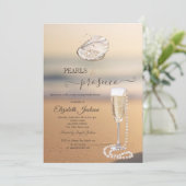 Parel & Prosecco Zonsondergang Strand Schelp Kaart (Staand voorkant)