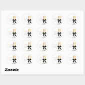 Parel & Prosecco Zwart Lint Bruidsdiner Ronde Sticker (Vel)