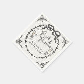 Parel & Prosecco Zwarte Coquette Strik Bruidsdiner Servet (Hoek)