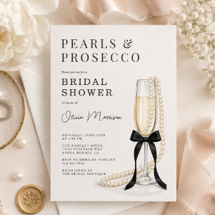 Parel & Prosecco Zwarte Coquette Strik Bruidsfeest Kaart