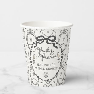 Parel & Prosecco Zwarte Coquette Strik Bruidsuitno Papieren Bekers