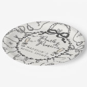 Parel & Prosecco Zwarte Coquette Strik Bruidsuitno Papieren Bordje (Gekanteld)