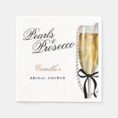 Parel & Prosecco Zwarte Strik Bruidsdiner Servet (Voorkant)