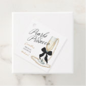 Parel & Prosecco Zwarte Strik Bruidsfeest Bedankjes Labels (In situ)