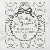 Parel & Prosecco Zwarte Strik Bruidsfeest Bruidsca Wijn Etiket (Enkel label)