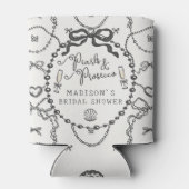 Parel & Prosecco Zwarte Strik Bruidsfeest Favoriet Blikjeskoeler (Achterkant)