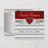 Parel Ruby Rode Hart Sweet Sixteen Verjaardag Kaart (Voorkant / Achterkant)