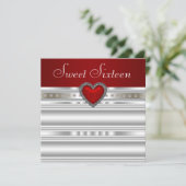 Parel Ruby Rode Hart Sweet Sixteen Verjaardag Kaart (Staand voorkant)