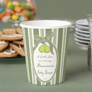 Parel salie groene retro strepen baby shower op ma papieren bekers