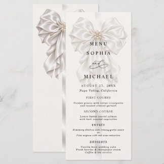 Parel Satijn Lint Elegante Trouwmenu Menu