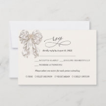 Parel Satijnen Strik Elegante Trouw-RSVP-Kaart
