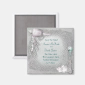 Parel Schelp Strand Bruiloft Save The Date Magneet (Voorkant / Achterkant)