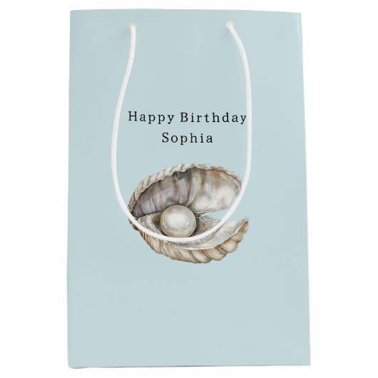 Parel Schelp Verjaardag  Medium Cadeauzakje (Voorkant)