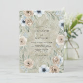 Parel Taupe Anemone Bruiloft Kaart (Staand voorkant)