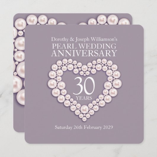 Parel trouwjubileum 30 jaar feest uitnodigingen (Voorkant / Achterkant)