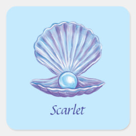  parel van de oceaan (blauw) vierkante sticker