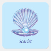  parel van de oceaan (blauw) vierkante sticker (Voorkant)