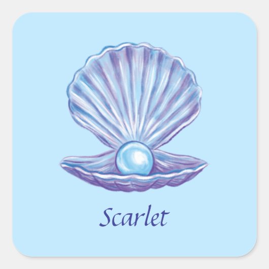  parel van de oceaan (blauw) vierkante sticker (Voorkant)