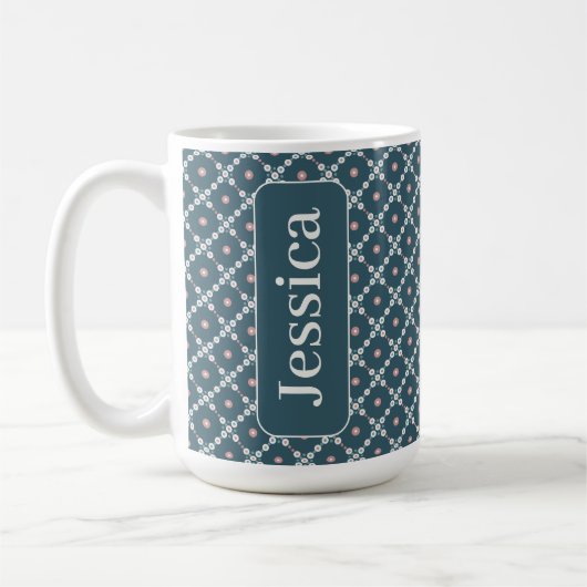 Parel vierkanten patroon koffiemok (Links)