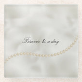 Parel Wit Luxe Trouwfeest Glazen Onderzetter (Voorkant)