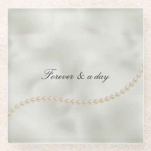 Parel Wit Luxe Trouwfeest Glazen Onderzetter (Voorkant)