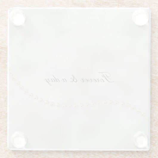 Parel Wit Luxe Trouwfeest Glazen Onderzetter (Achterkant)
