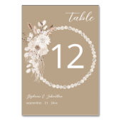Parel & Witte Bloemige Beige Tafelnummer (Achterkant)