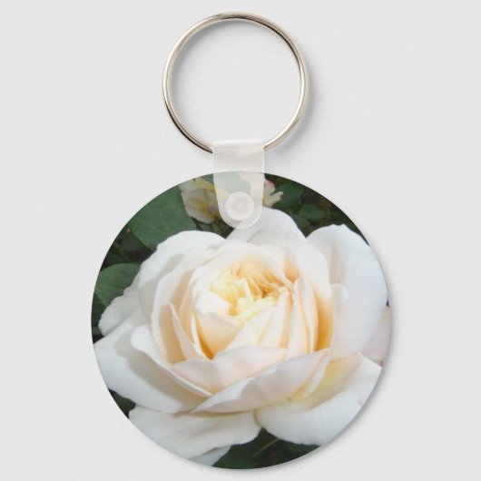 Parel Witte Roos Sleutelhanger (Voorkant)