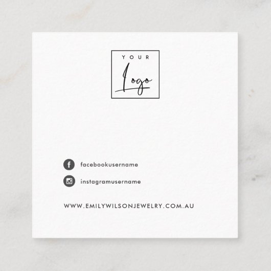 PAREL WITTE STRIJKLICHTEN STUD OORBEL DISPLAY VIERKANTE VISITEKAARTJE (Achterkant)