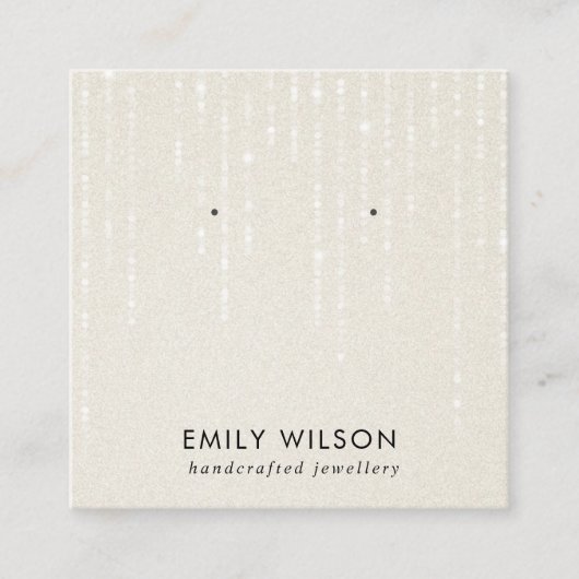 PAREL WITTE STRIJKLICHTEN STUD OORBEL DISPLAY VIERKANTE VISITEKAARTJE (Voorkant)