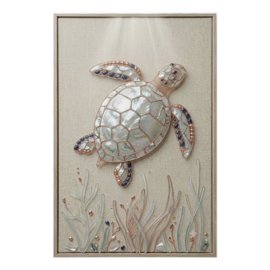 Parel Zee Schildpad Wand Kunst Perfect Poster (Voorkant)