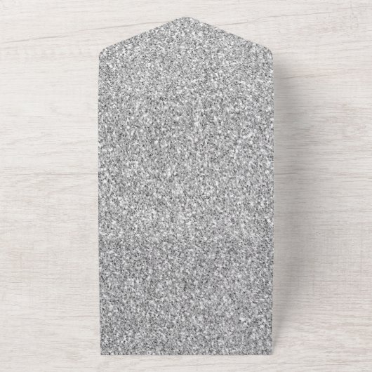 Parel Zilver Glam Glitter Harten      All In One Uitnodiging (Buitenkant)