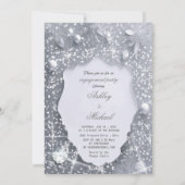 parel zilver verlovingsfeest glitters pailletten kaart (Achterkant)